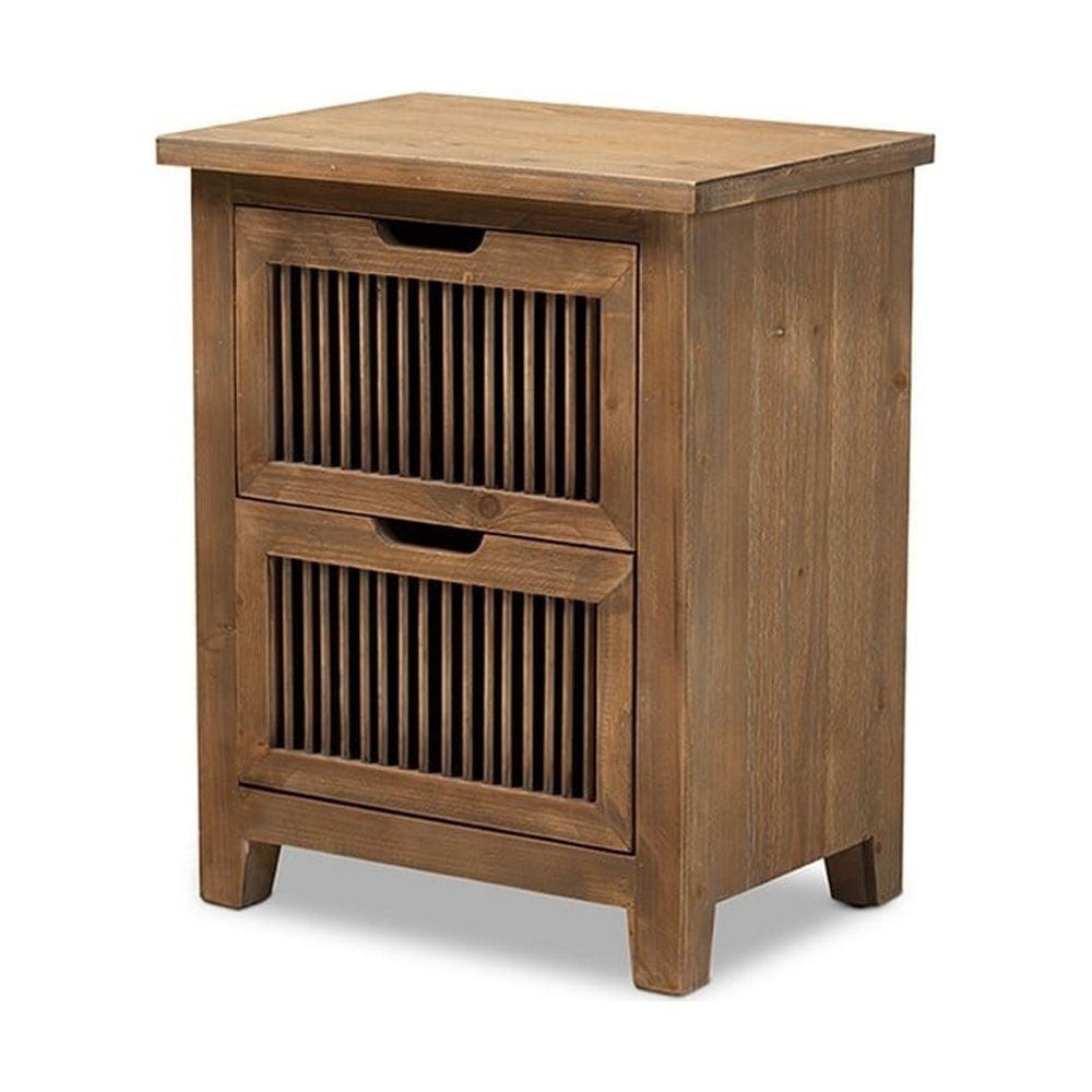 Clement Rustic Medium Oak 2-Drawer Spindle Nightstand