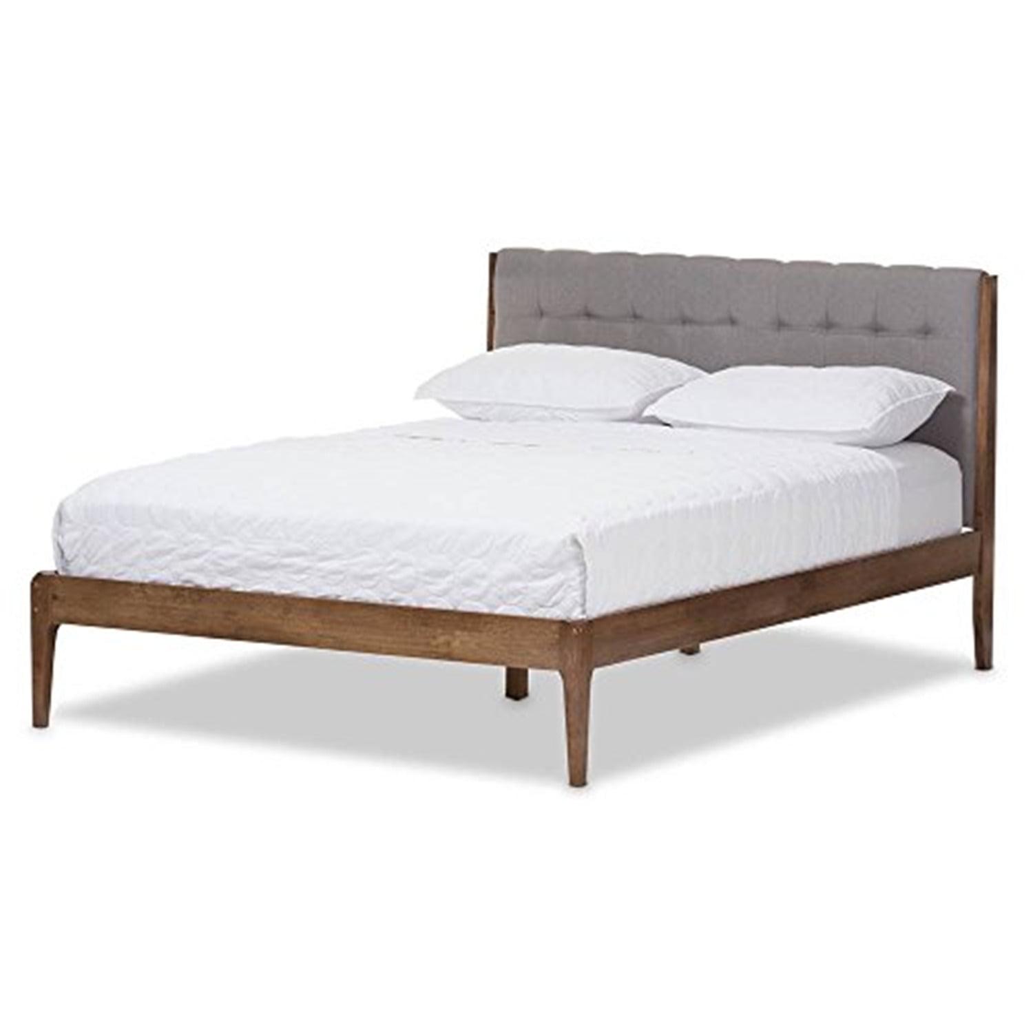 Baxton Studio Clifford Mid-Century Platform Bed, Full, Brown/Gray