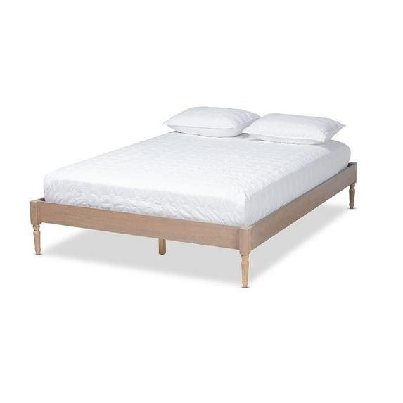 Queen Colette French Bohemian Wood Platform Bed Frame Oak - Baxton Studio: Ash Walnut Finish, No Box Spring Required