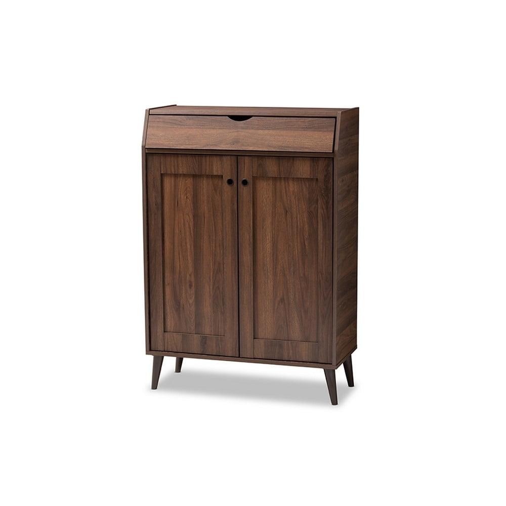 Cormier Walnut Finished 2 Door Wood Entryway Cabinet with Shoe Organizer - Baxton Studio