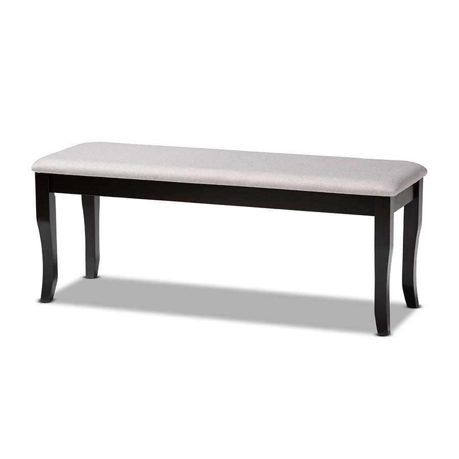 Cornelie Fabric Upholstered Wood Dining Bench Gray/Dark Brown - Baxton Studio