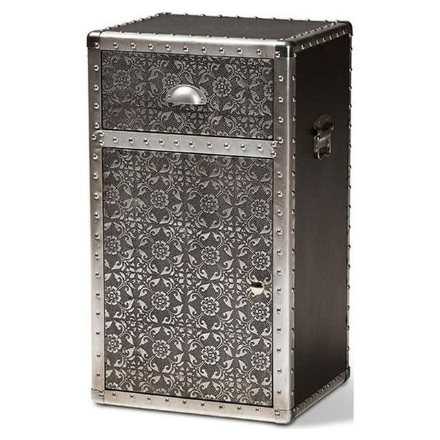 Cosette Metal Floral Accent Cabinet Silver - Baxton Studio: Universal Storage Footlocker, 28" High
