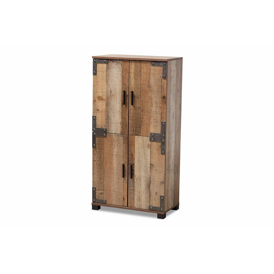 4 Door Cyrille Wood Shoe Cabinet Brown - Baxton Studio: Particle Board Construction, Freestanding Storage for 10 Pairs