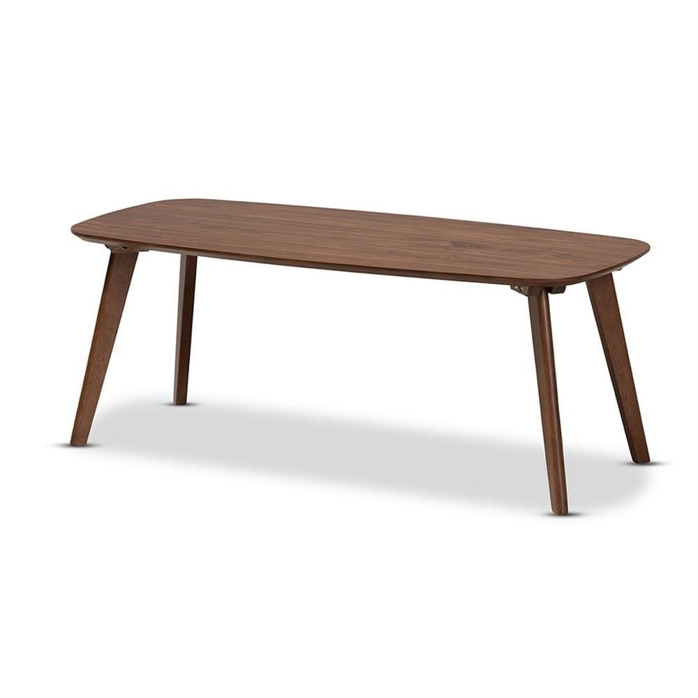 Dahlia Mid-Century Walnut Brown Round Wood Coffee Table