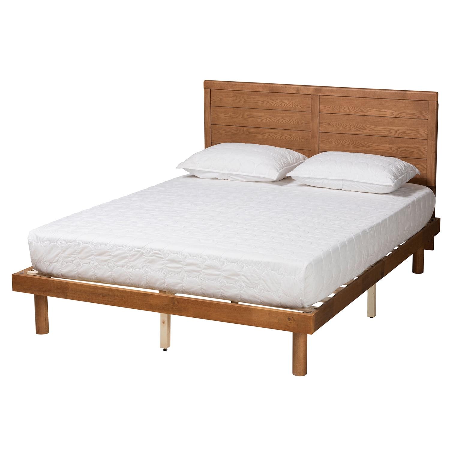 Baxton Studio Daina Mid-Century Modern Walnut Wood Platform Bed