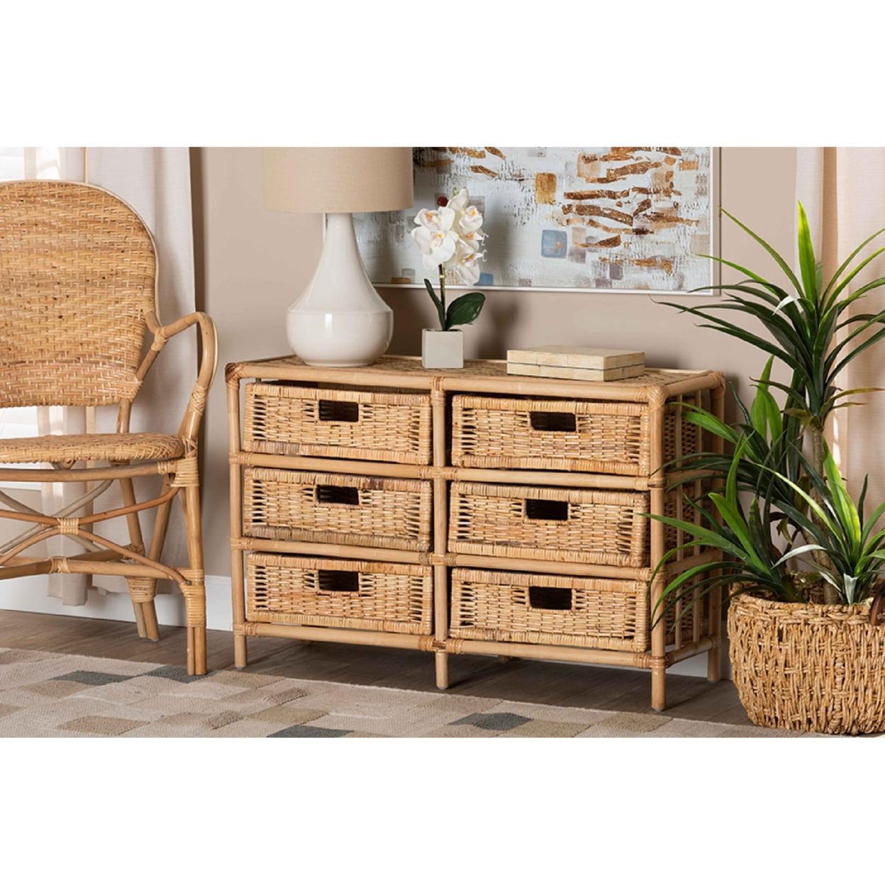 6 - Drawer Rattan Accent Chest