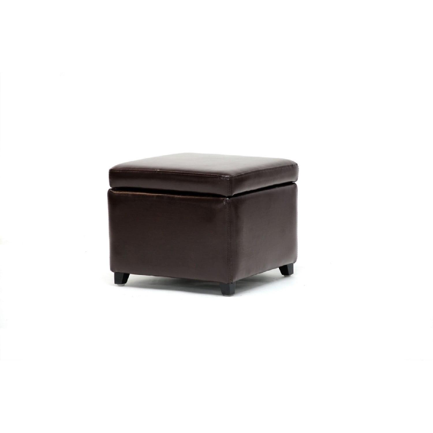 Full Leather Small Storage Cube Ottoman - Baxton Studio