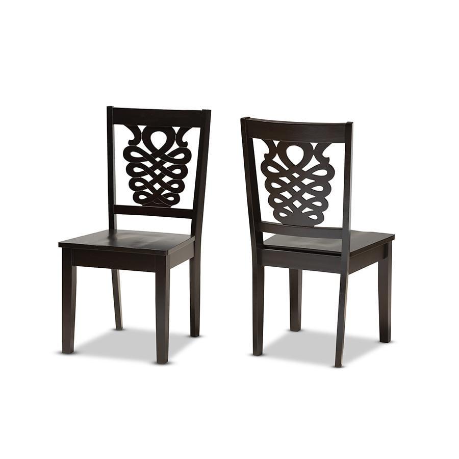 2pc GervaisTransitional Wood Dining Chair Set Brown - Baxton Studio: Polyester Upholstery, Spot Clean, Armless