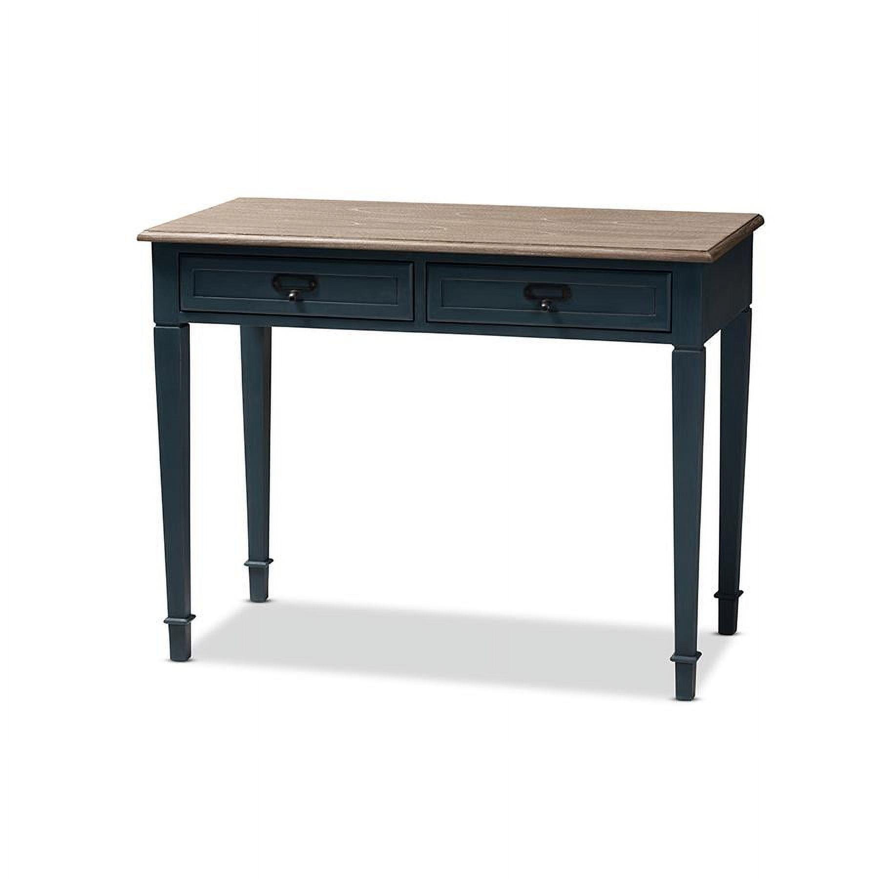 Elegant Dauphine Black Metal and Wood Writing Desk with Drawers