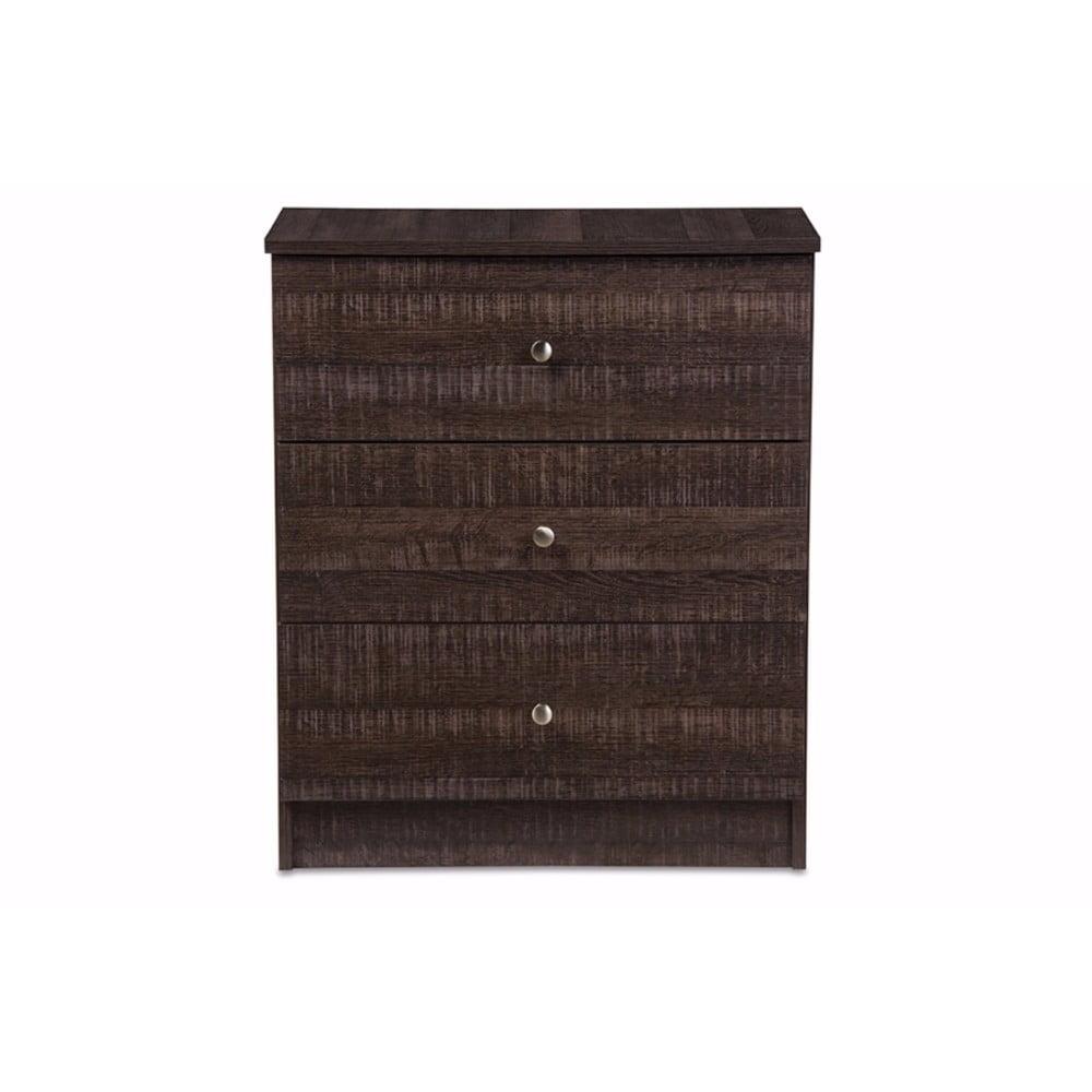 Espresso Brown Wood 3-Drawer Modern Storage Chest