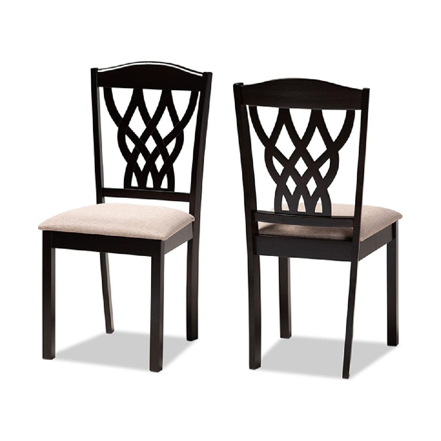 2pc Delilah Fabric Upholstered and Wood Dining Chairs - Baxton Studio