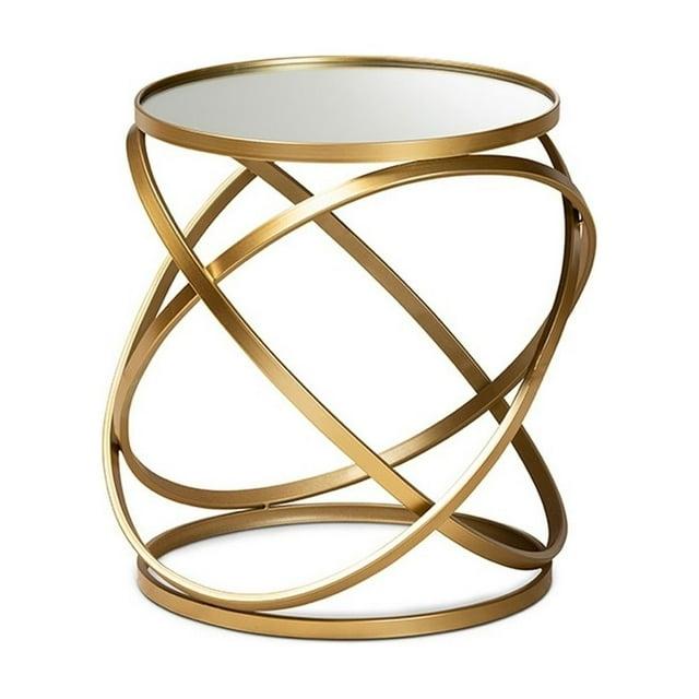 Desma Glam with Luxe Metal and Mirrored Glass End Table Gold - Baxton Studio