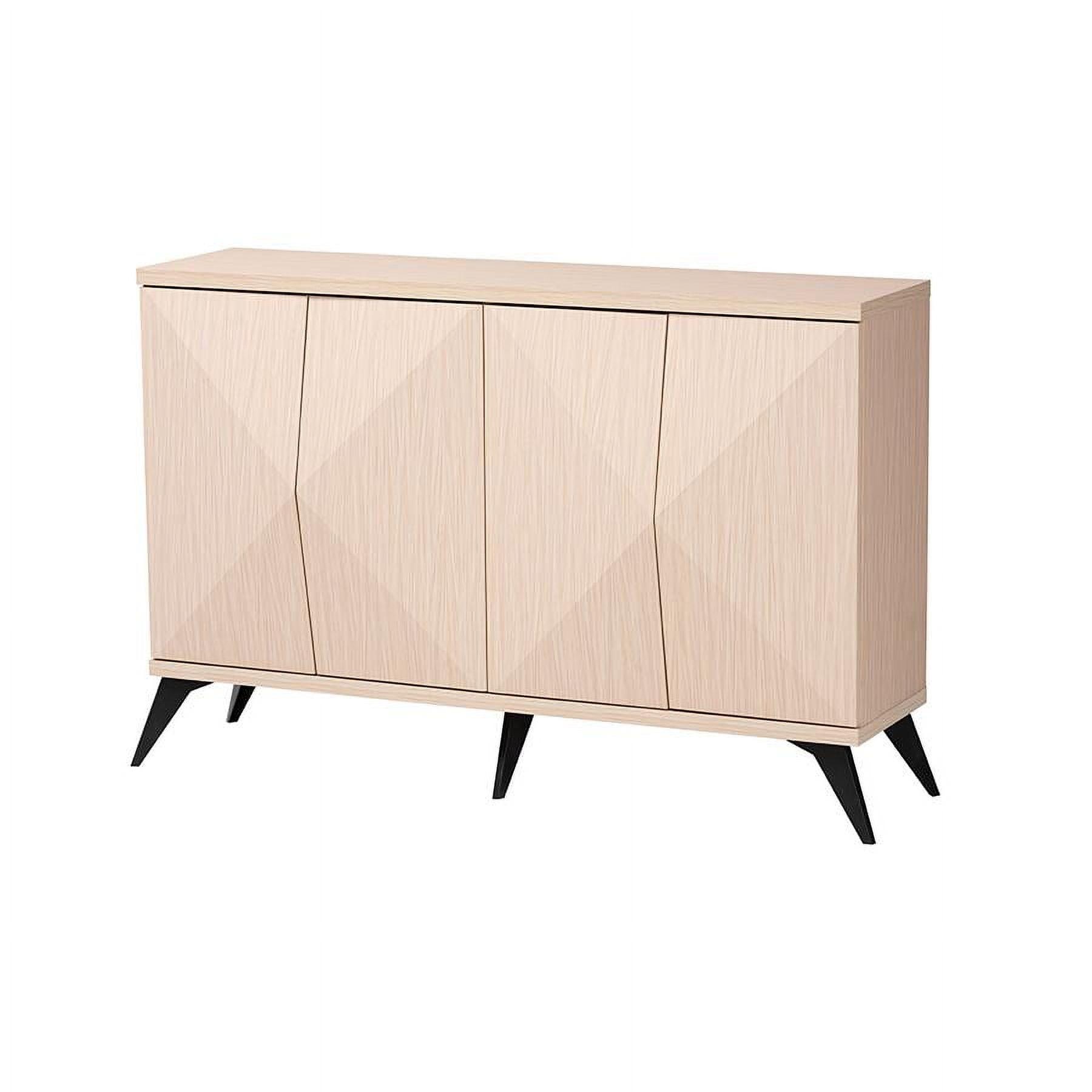 Baxton Studio Draper Two Tone Wood 4 Door Sideboard Buffet Light Brown/Black: Modern Storage Credenza