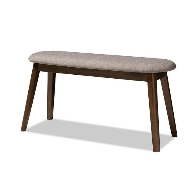 Baxton Studio Easton Mid Century Modern Walnut Finished Wood Fabric Upholstered Bench: Bedroom & Dining Seating