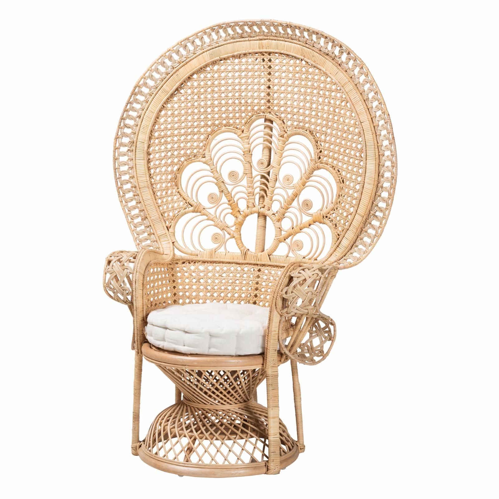 Baxton Studio Ediva Modern Bohemian Natural Brown Rattan Peacock Accent Chair