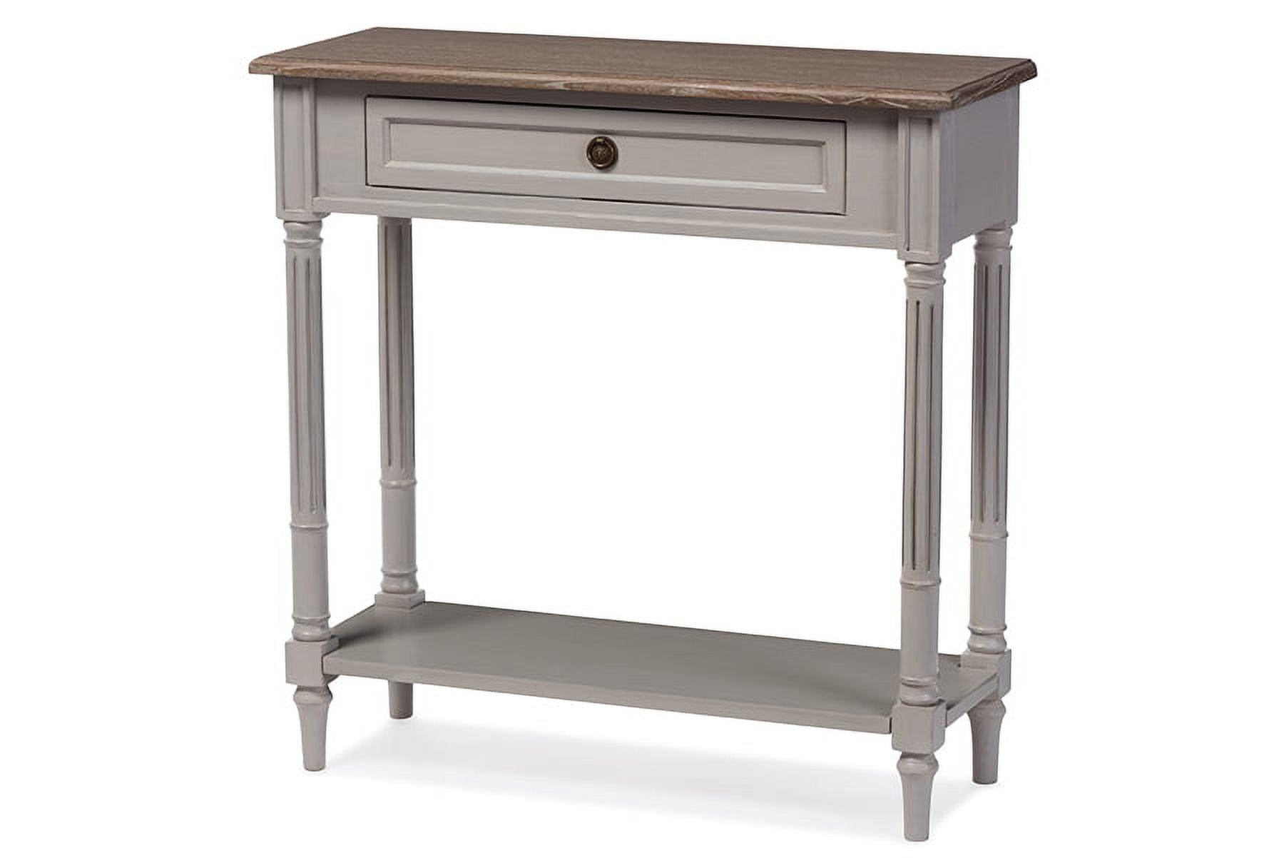 Edouard French Provincial Style Console Table with 1 Drawer - White/Light Brown - Baxton Studio: Elegant Entryway Furniture, Narrow Design