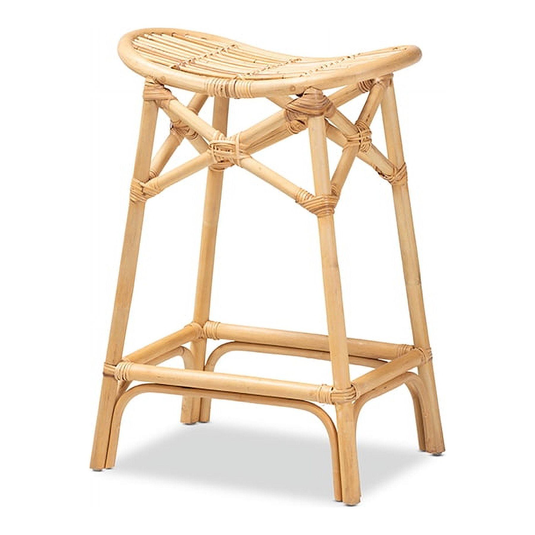 Elgon Natural Brown Rattan Curved Counter Stool