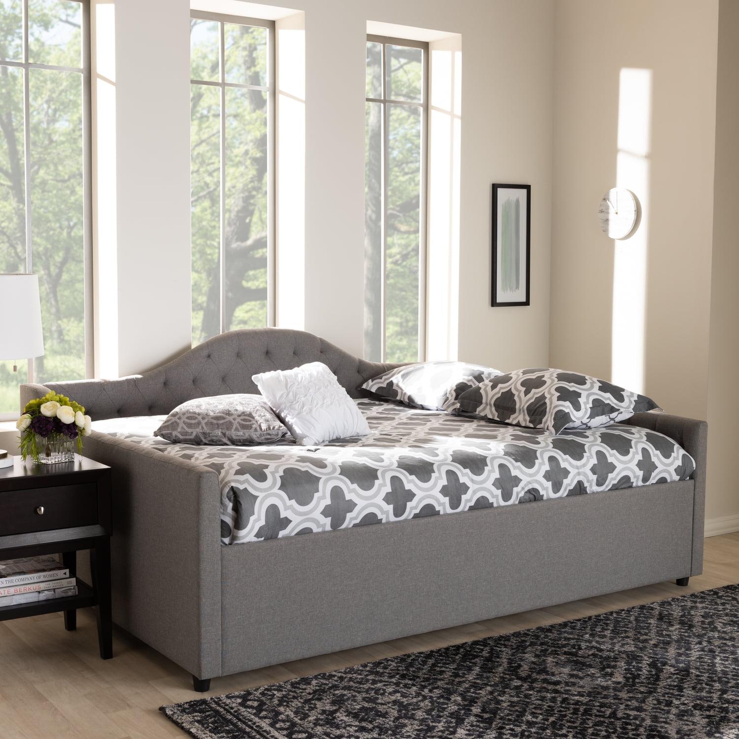 Queen Eliza Daybed Gray - Baxton Studio: Upholstered Platform, No Box Spring Needed, MDF Frame