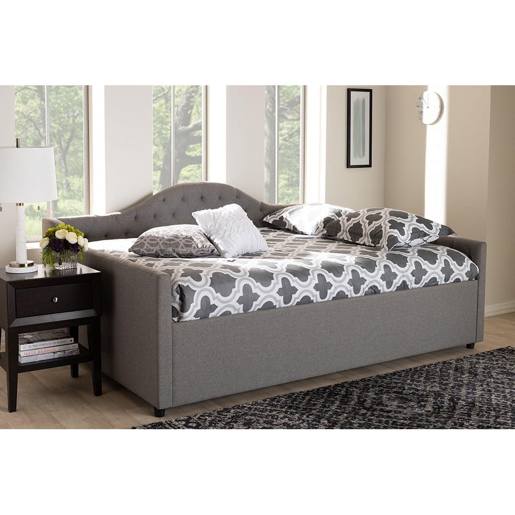 Eliza Full Size Grey Upholstered Tufted Daybed with Wood Frame