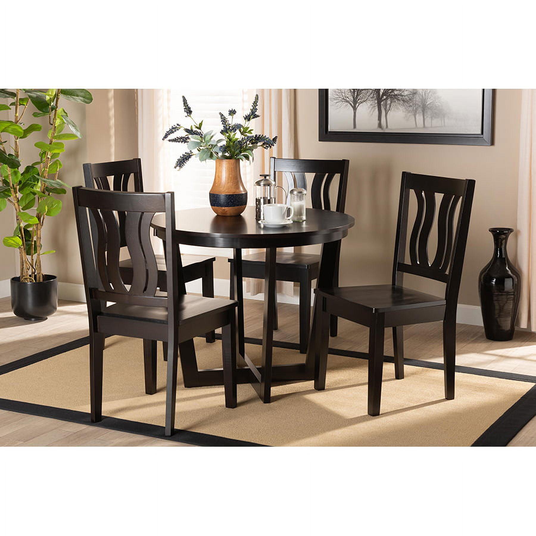 Baxton Studio Elodia Modern and Contemporary Transitional Dark Brown Finished Wood 5-Piece Dining Set