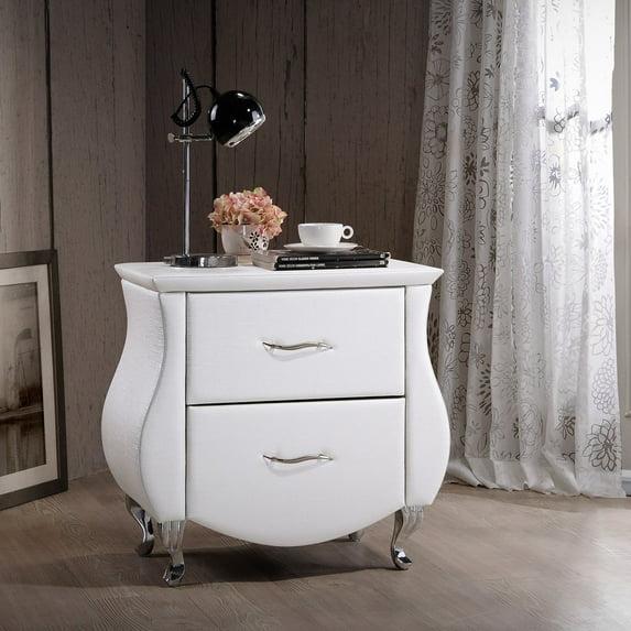 Erin Modern And Contemporary Faux Leather Upholstered Nightstand - Black - Baxton Studio: Elegant Bedside Table with Storage Drawer