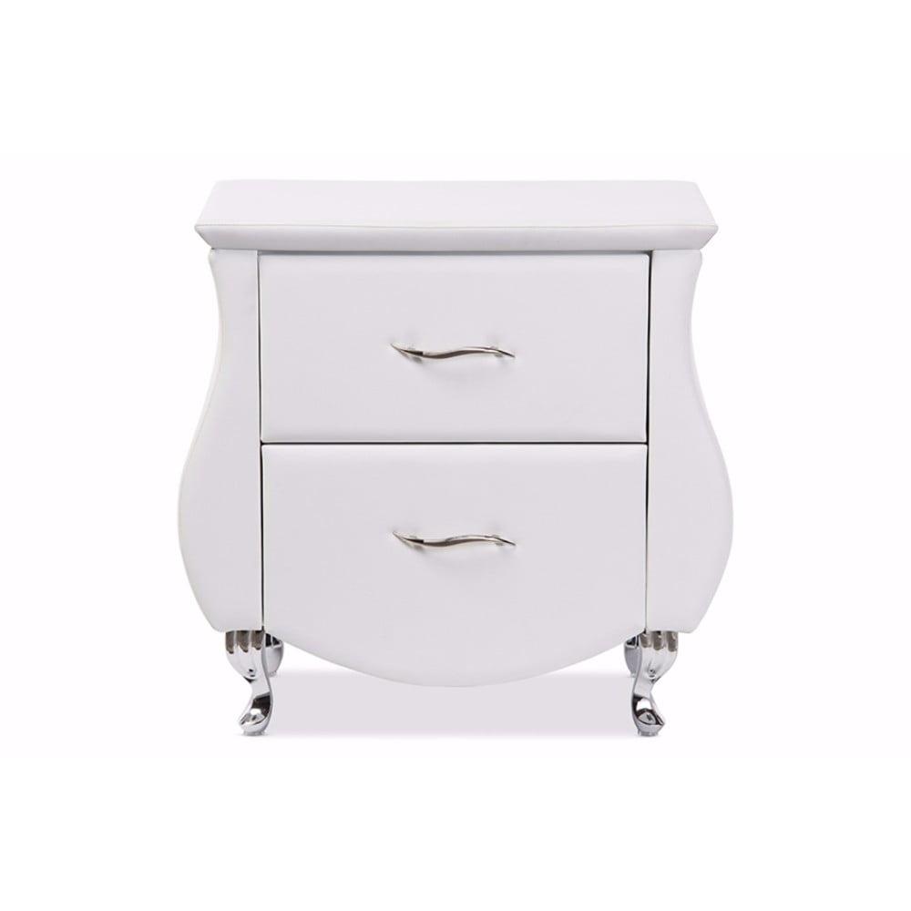 Erin Contemporary White Faux Leather 2-Drawer Nightstand