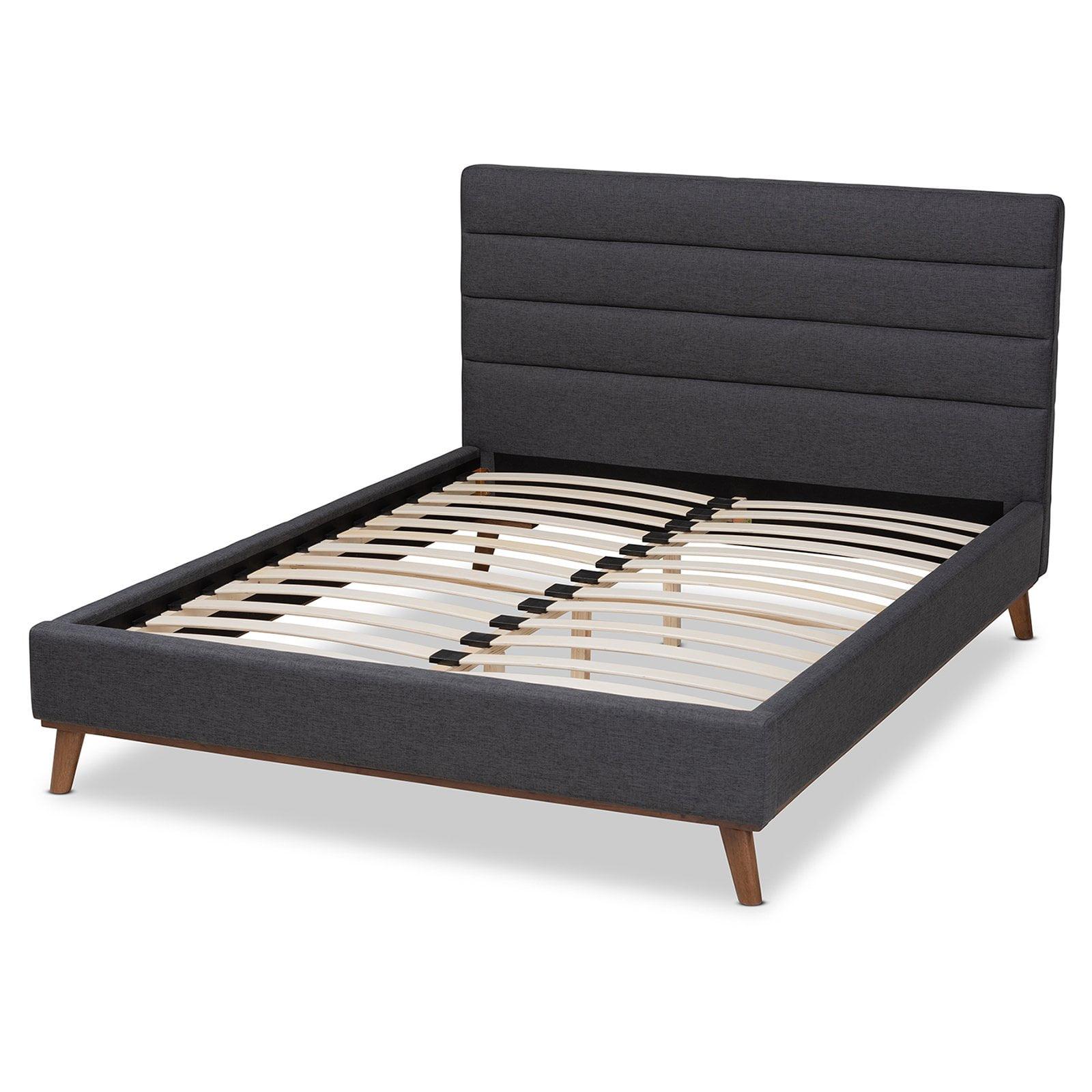 Queen Gray Velvet Upholstered Tufted Platform Bed with Wood Frame