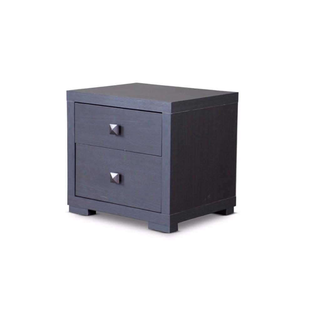 Espresso Faux Wood 2-Drawer Modern Nightstand