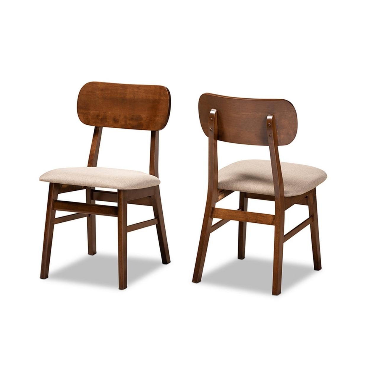 2pc Euclid Wood Dining Chair Set Sand/Brown - Baxton Studio