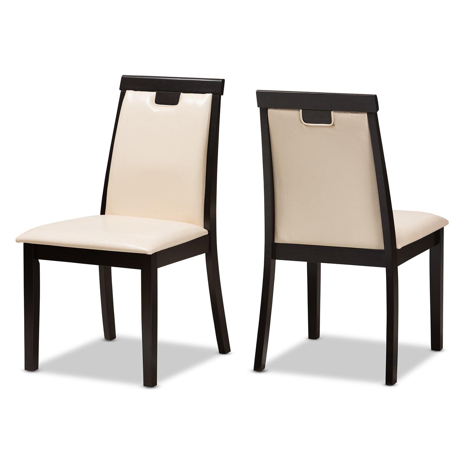 Set of 2 Evelyn Modern And Contemporary Faux Leather Upholstered And Finished Dining Chairs Dark Brown/ Beige - Baxton Studio