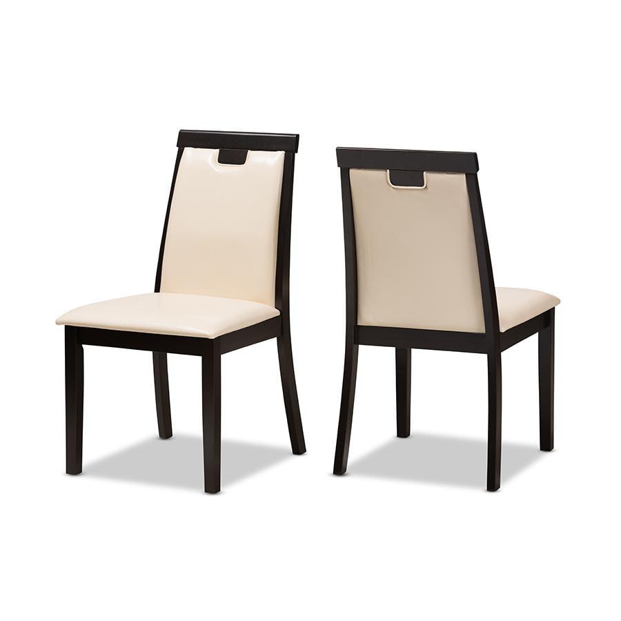 Set of 2 Evelyn Modern And Contemporary Faux Leather Upholstered And Finished Dining Chairs Dark Brown/ Beige - Baxton Studio