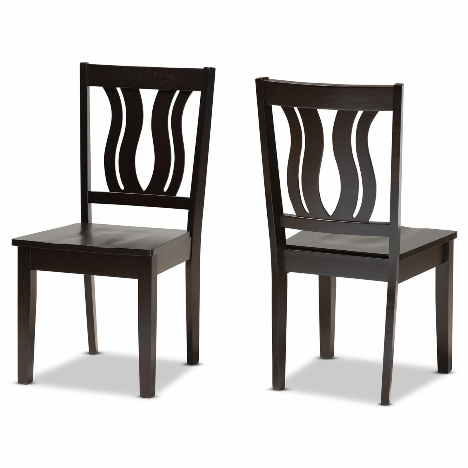 Fenton Dark Brown Wood and Cane Geometric Dining Chair Set