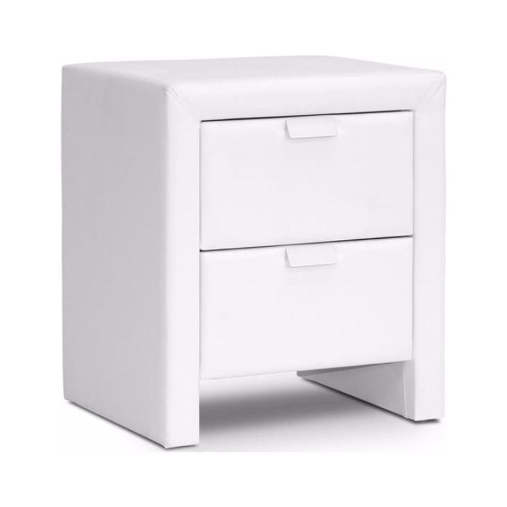 Sleek White Faux Leather 2-Drawer Contemporary Nightstand