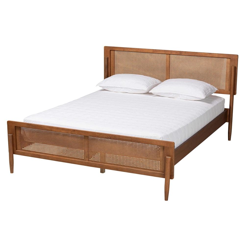 Baxton Studio Gardwin Mid-Century Modern Ash Walnut Finished Wood Platform Bed