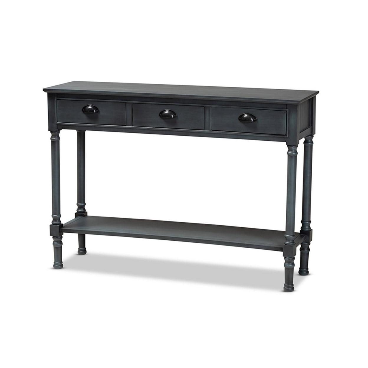 Garvey Grey Wood and Metal 3-Drawer Console Table with Storage