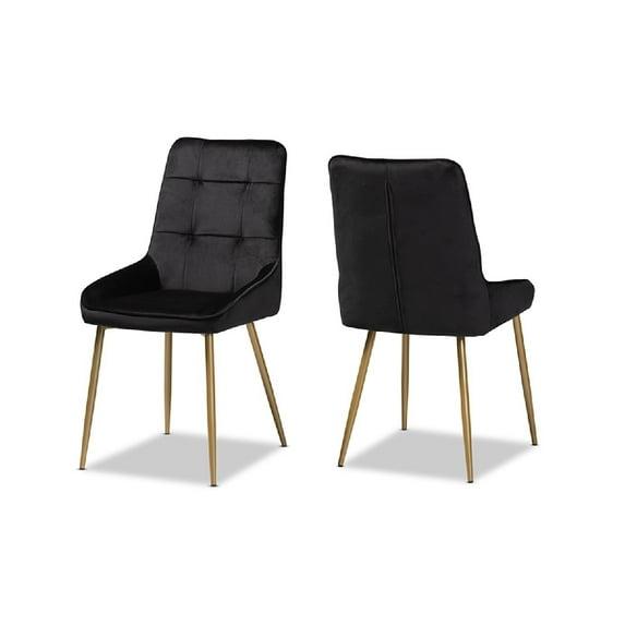 2pc Gavino Metal Dining Chair Set Black/Gold - Baxton Studio