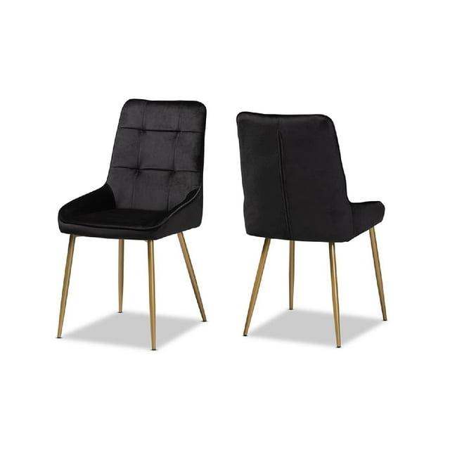 2pc Gavino Metal Dining Chair Set Black/Gold - Baxton Studio