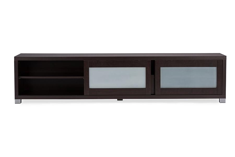 Gerhardine Wood Cabinet: Espresso Finish, Media Storage, 85" TV Compatibility - Baxton Studio