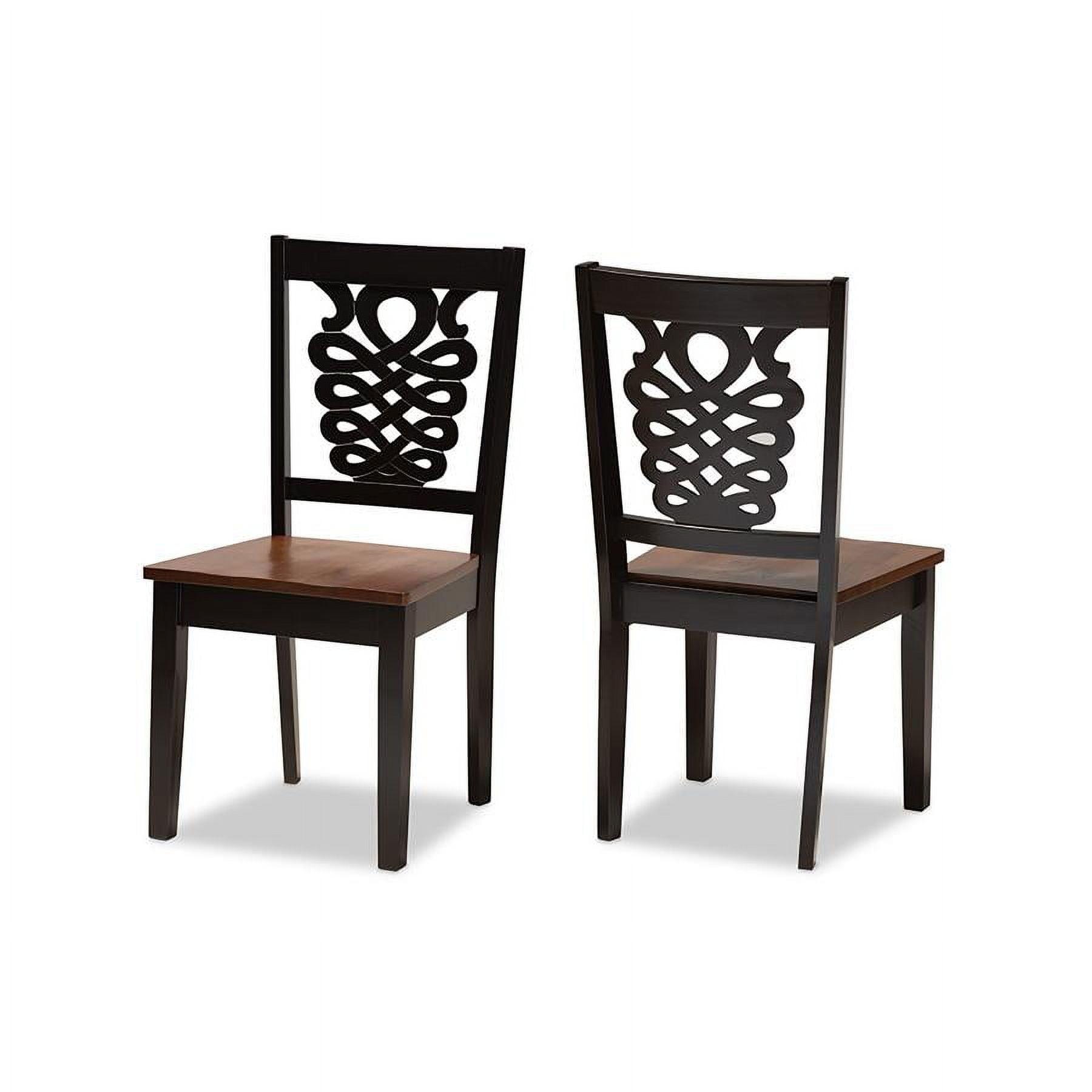2pc Wood Gervais Two-Tone Dining Chair Set Dark Brown - Baxton Studio
