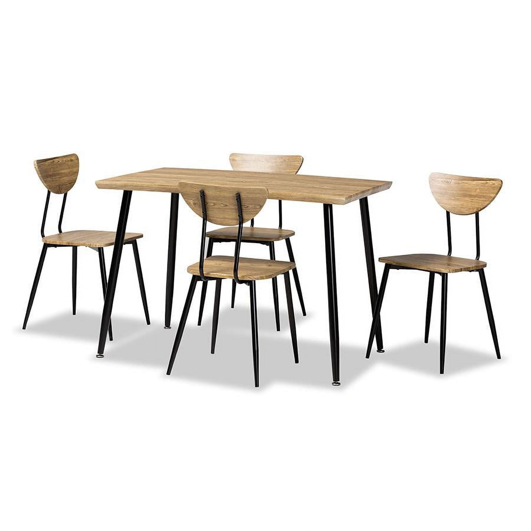 Gianetta Oak Brown and Black Metal 5-Piece Dining Set