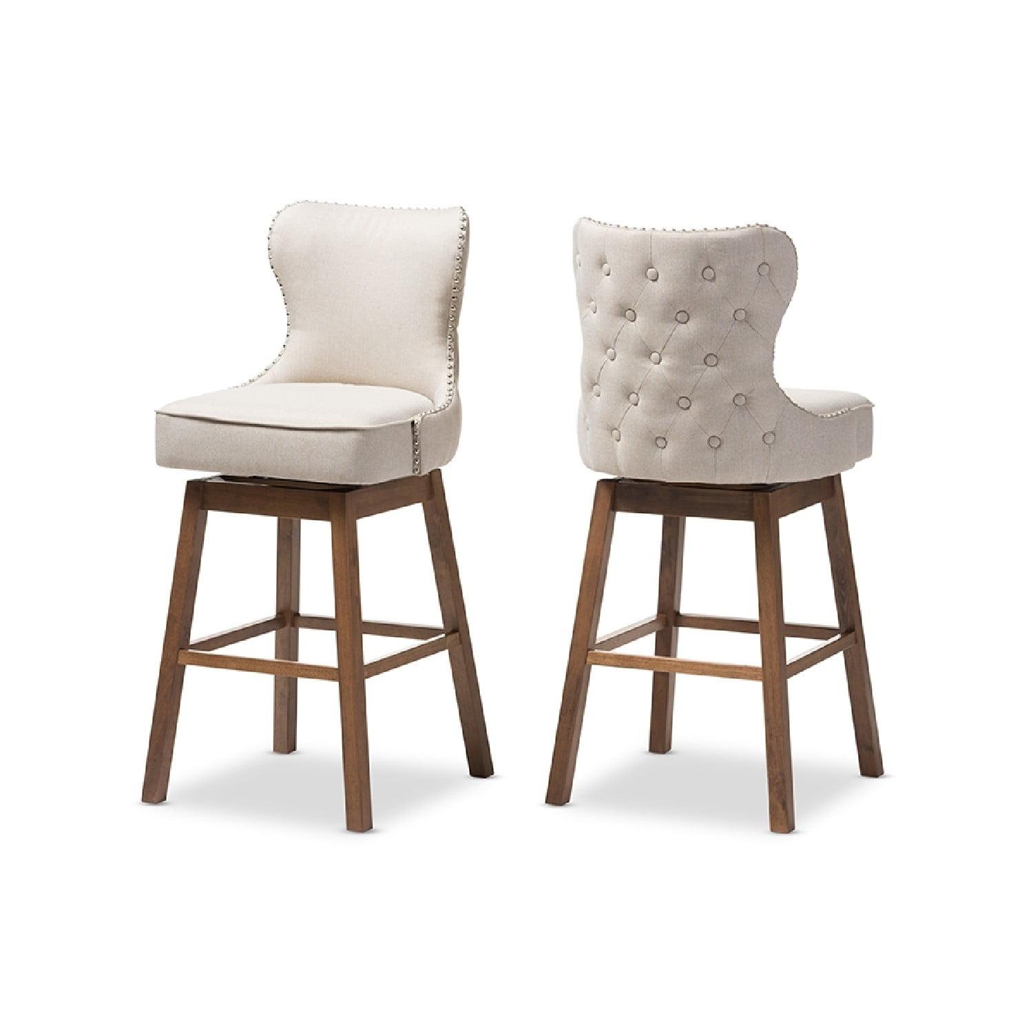 Gradisca Modern And Contemporary Wood Finishing Upholstered Barstools Set Of 2 - Baxton Studio