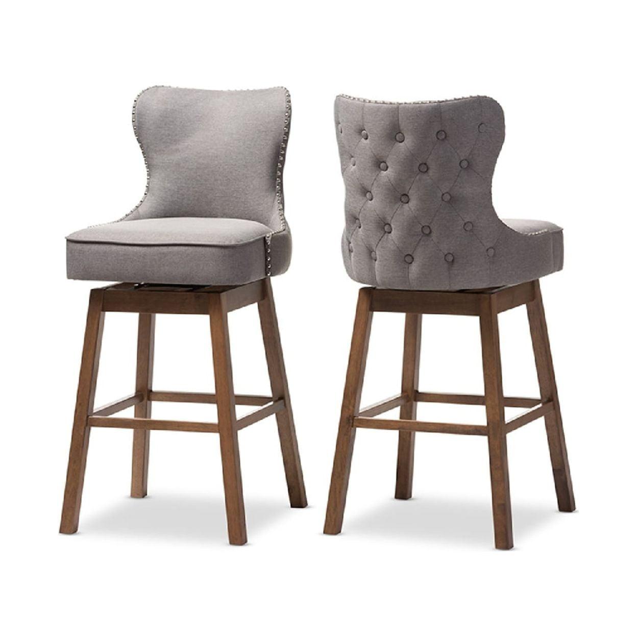 Gradisca Modern And Contemporary Wood Finishing Upholstered Barstools Set Of 2 - Baxton Studio