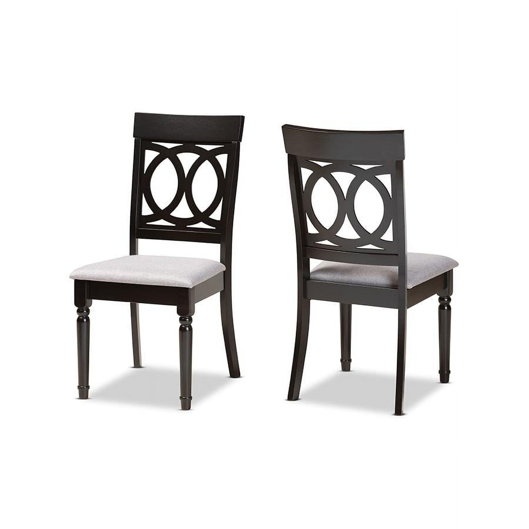 Baxton Studio Grey Upholstered and Brown Finished Wood 2-Piece Dining Chair Set
