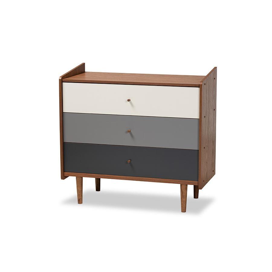 Baxton Studio Halden and Gradient Wood 3 Drawer Chest Brown/Gray: Vertical Storage for All Ages, Wood Frame