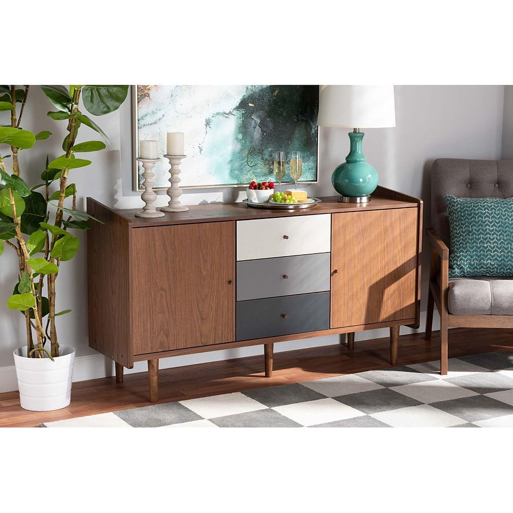 Halden Mid-Century Walnut & Grey Gradient 2-Door Sideboard