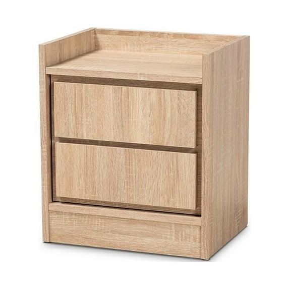 2 Drawers Hale Wood Nightstand Oak - Baxton Studio