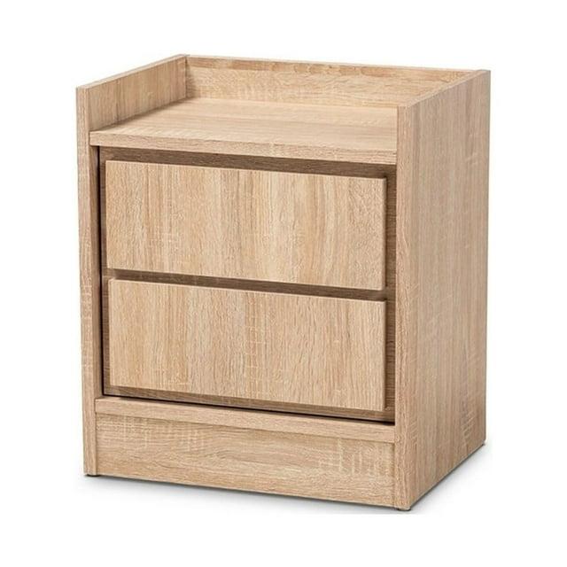 2 Drawers Hale Wood Nightstand Oak - Baxton Studio