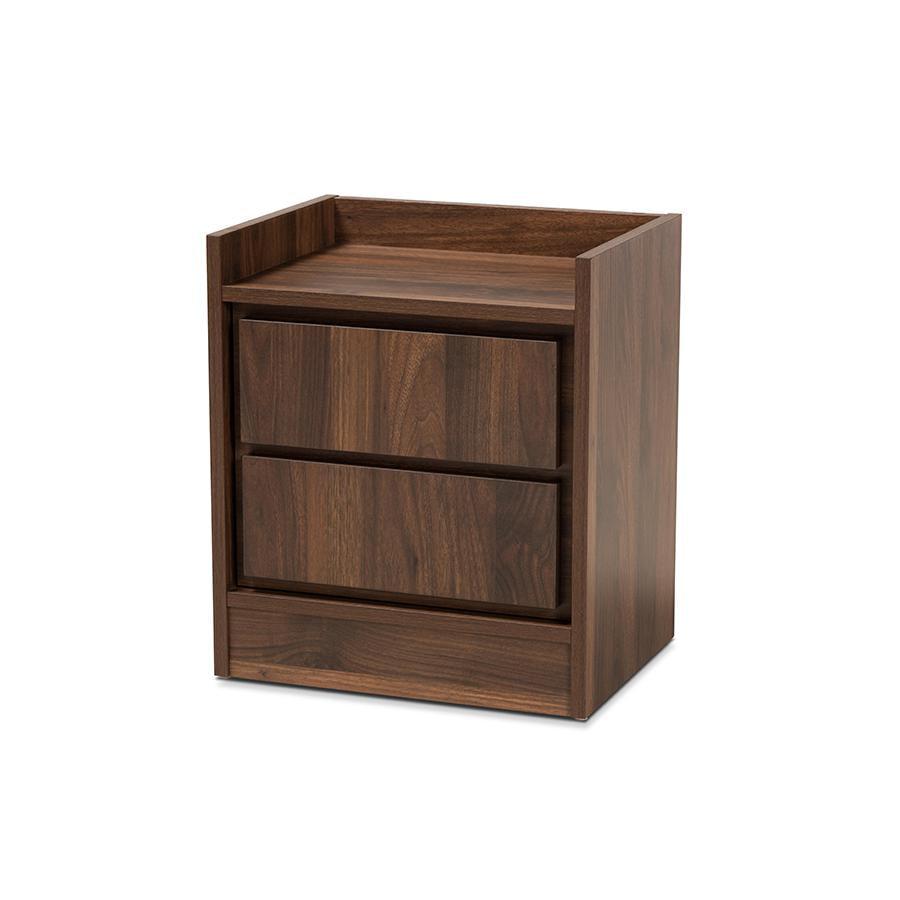 Hale Contemporary Walnut Brown Wood 2-Drawer Nightstand