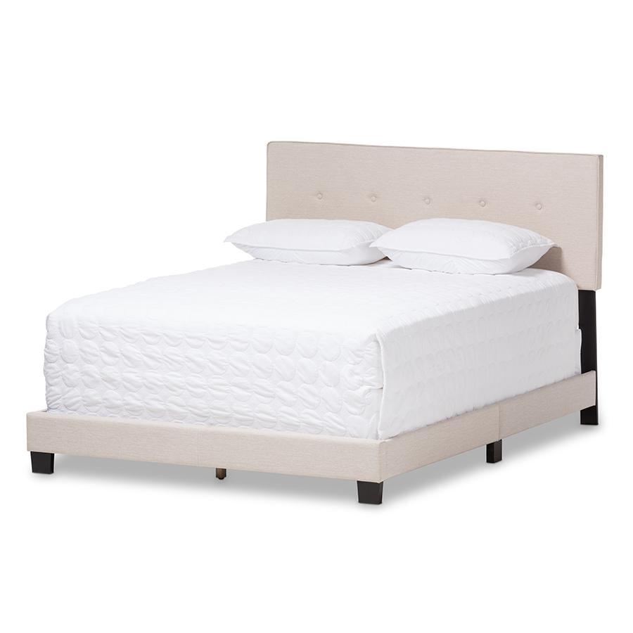 Queen Hampton Modern Bed with Button-Tufted Headboard - Baxton Studio