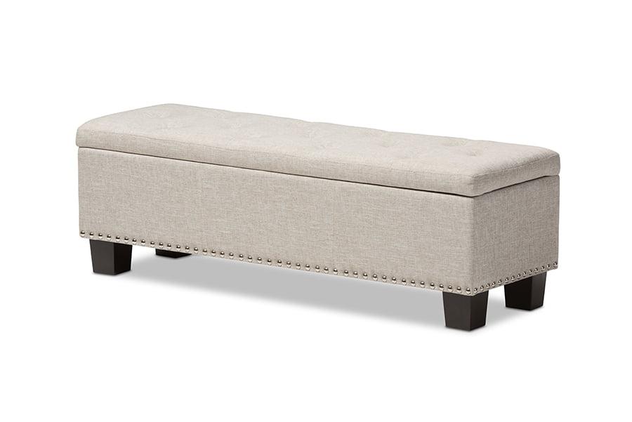 Hannah Modern And Contemporary Fabric Upholstered Button - Tufting Storage Ottoman Bench - Baxton Studio